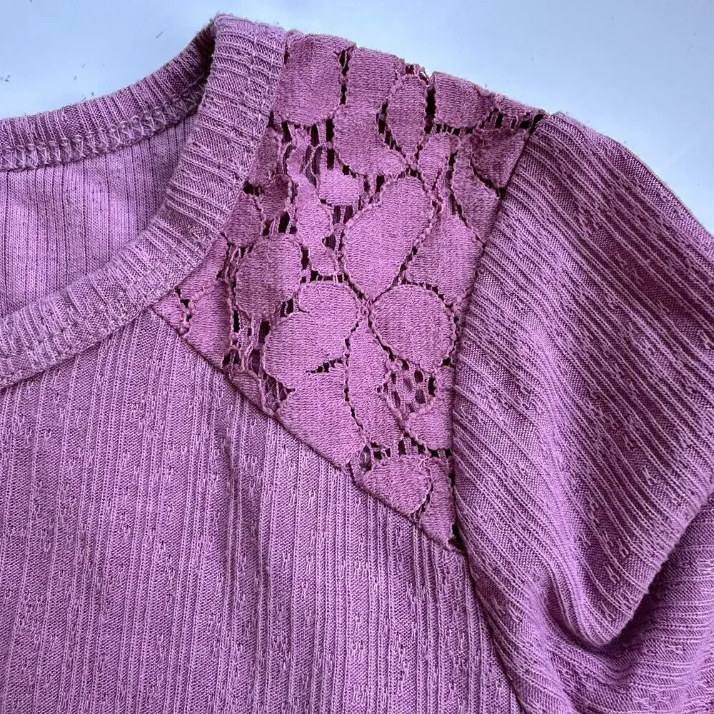 Belle du Jour Pink Lace Peplum Tunic - Size Small